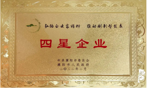 星空平台公司荣获地市两级“工业四星企业”荣誉称号